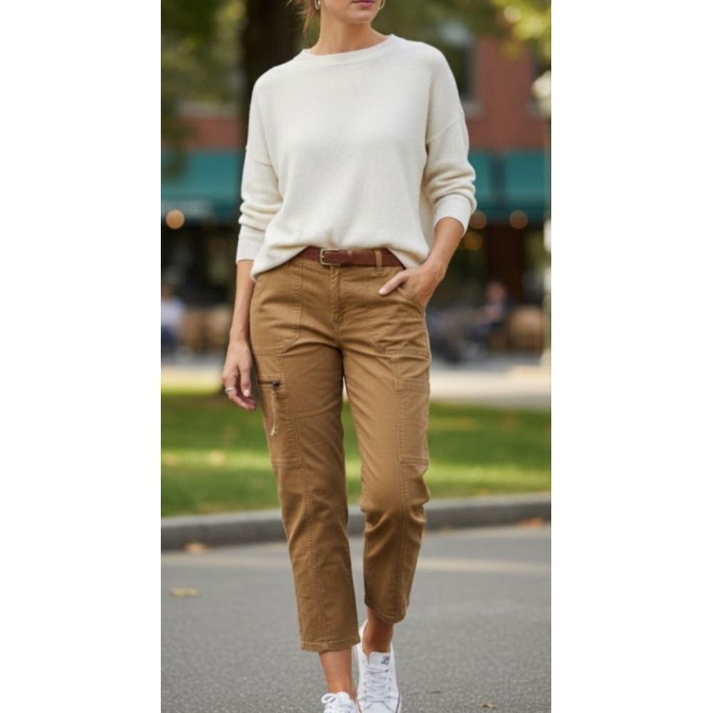 Habitual Womens Cargo Utility Pants Camel Brown Tapered High Rise Size 4‎ 27